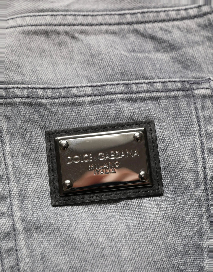 Dolce &amp; Gabbana Sample Sale | Dolce &amp; Gabbana Grey Distressed Straight Leg Men Denim Jeans - | Designer outlet
