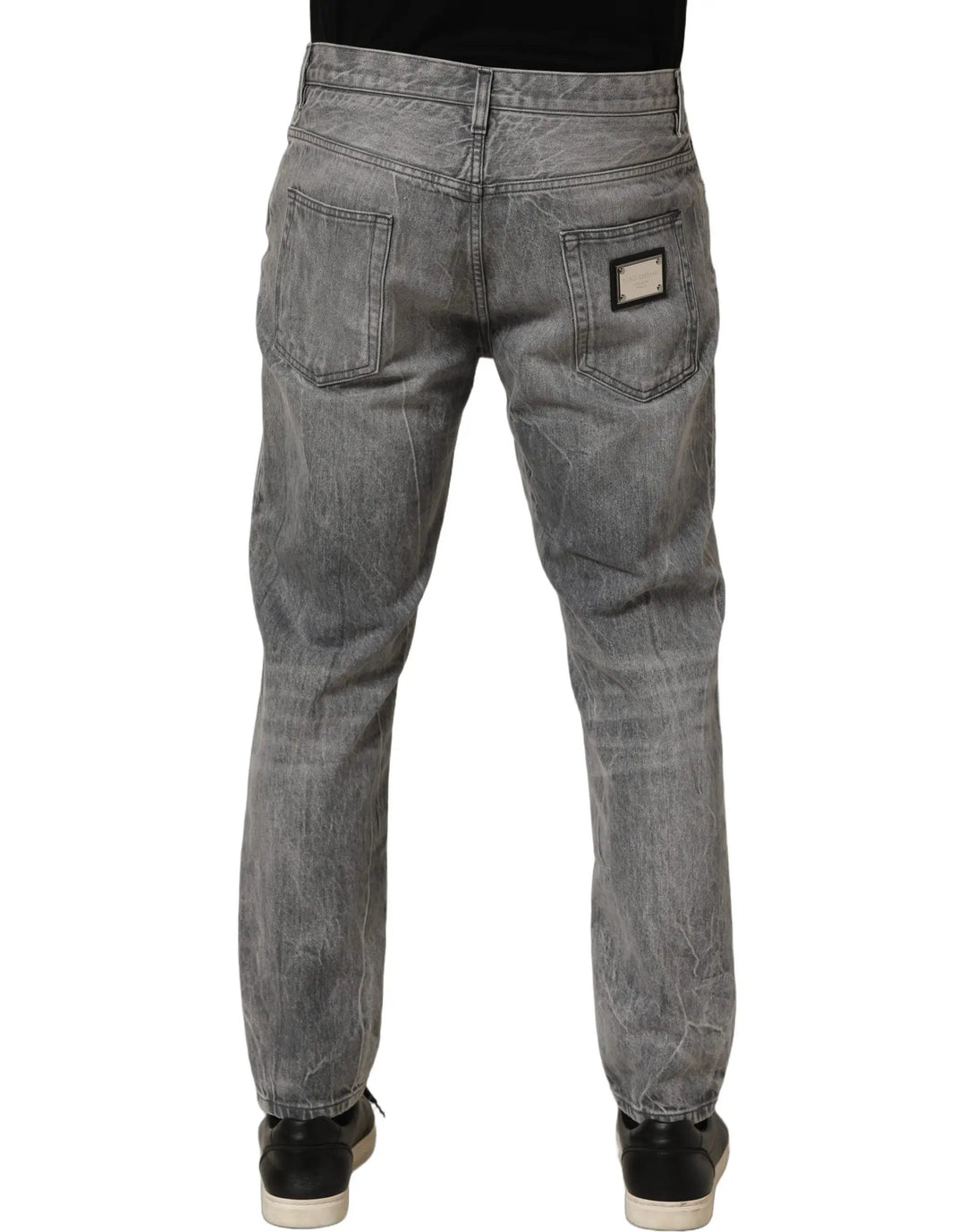 Dolce &amp; Gabbana Sample Sale | Dolce &amp; Gabbana Grey Distressed Straight Leg Men Denim Jeans - | Designer outlet