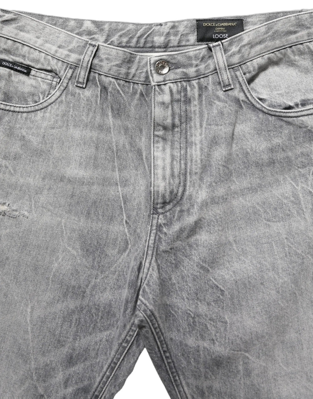 Dolce &amp; Gabbana Sample Sale | Dolce &amp; Gabbana Grey Distressed Straight Leg Men Denim Jeans - | Designer outlet