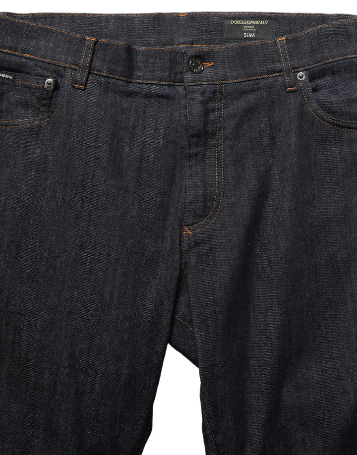Dolce &amp; Gabbana Sample Sale | Dolce &amp; Gabbana Dark Gray Cotton Slim Fit Men Denim Jeans - | Designer outlet