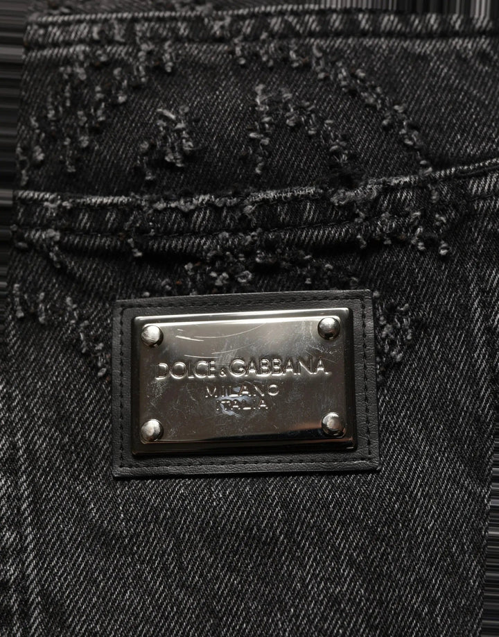 Dolce &amp; Gabbana Sample Sale | Dolce &amp; Gabbana Dark Gray Cotton WideLeg Oversize Denim Jeans - | Designer outlet