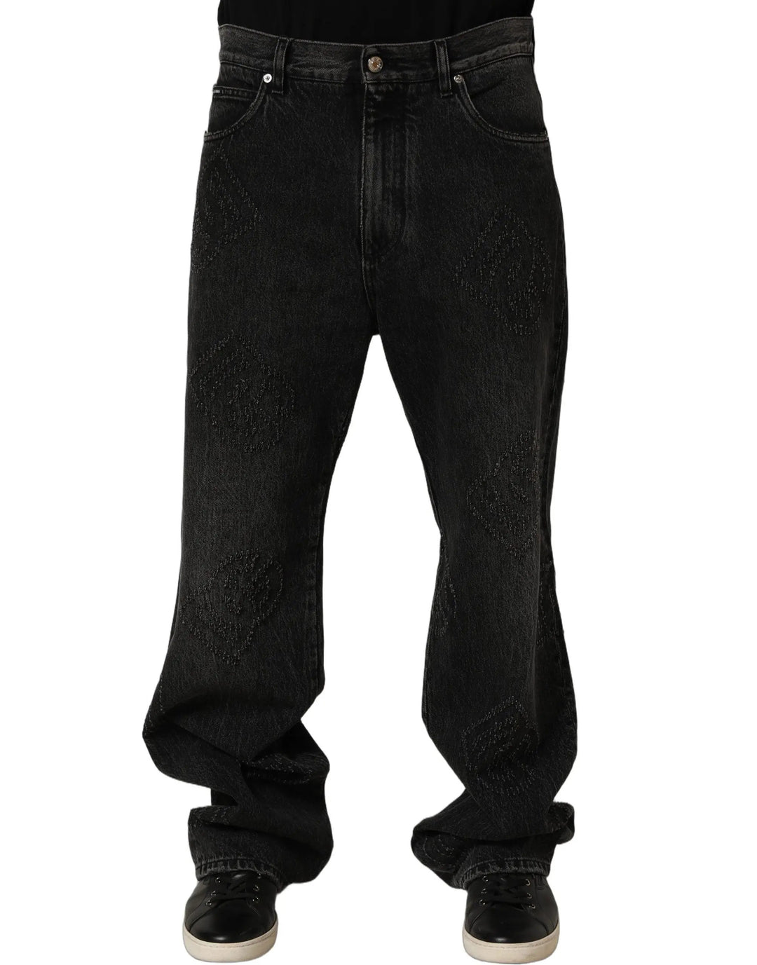 Dolce &amp; Gabbana Sample Sale | Dolce &amp; Gabbana Dark Gray Cotton WideLeg Oversize Denim Jeans - | Designer outlet