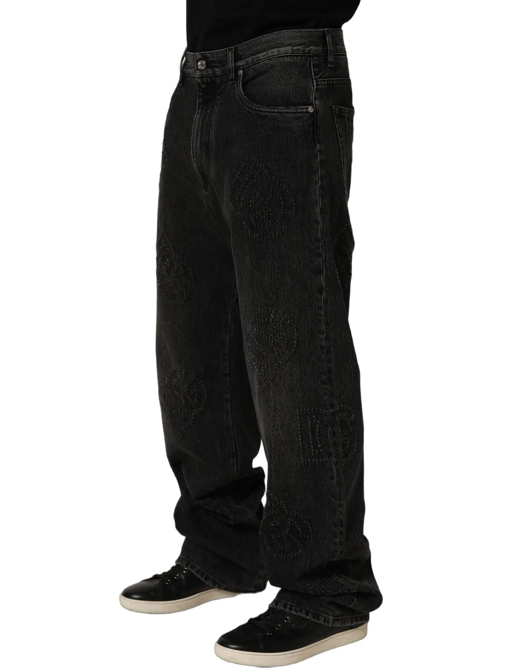 Dolce &amp; Gabbana Sample Sale | Dolce &amp; Gabbana Dark Gray Cotton WideLeg Oversize Denim Jeans - | Designer outlet