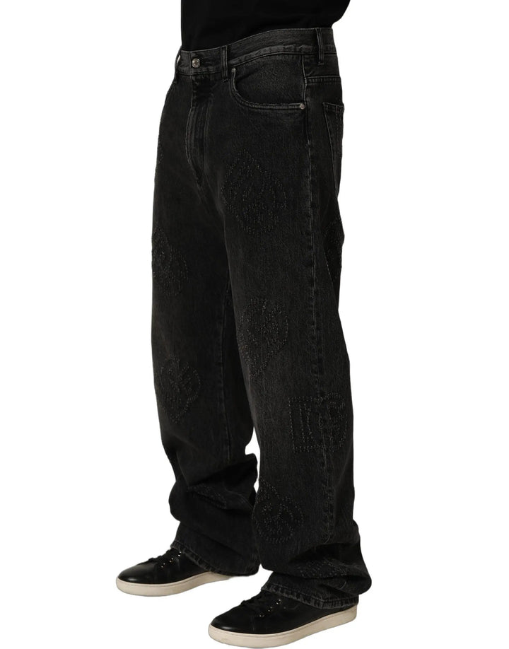 Dolce &amp; Gabbana Sample Sale | Dolce &amp; Gabbana Dark Gray Cotton WideLeg Oversize Denim Jeans - | Designer outlet