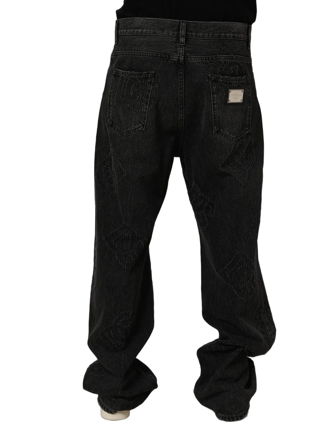 Dolce &amp; Gabbana Sample Sale | Dolce &amp; Gabbana Dark Gray Cotton WideLeg Oversize Denim Jeans - | Designer outlet