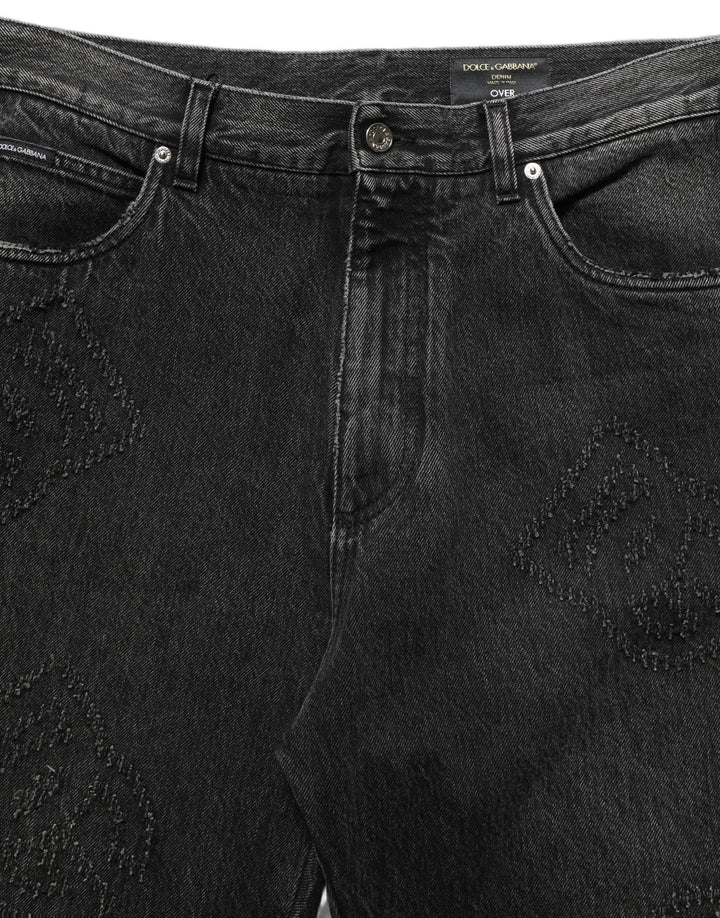 Dolce &amp; Gabbana Sample Sale | Dolce &amp; Gabbana Dark Gray Cotton WideLeg Oversize Denim Jeans - | Designer outlet