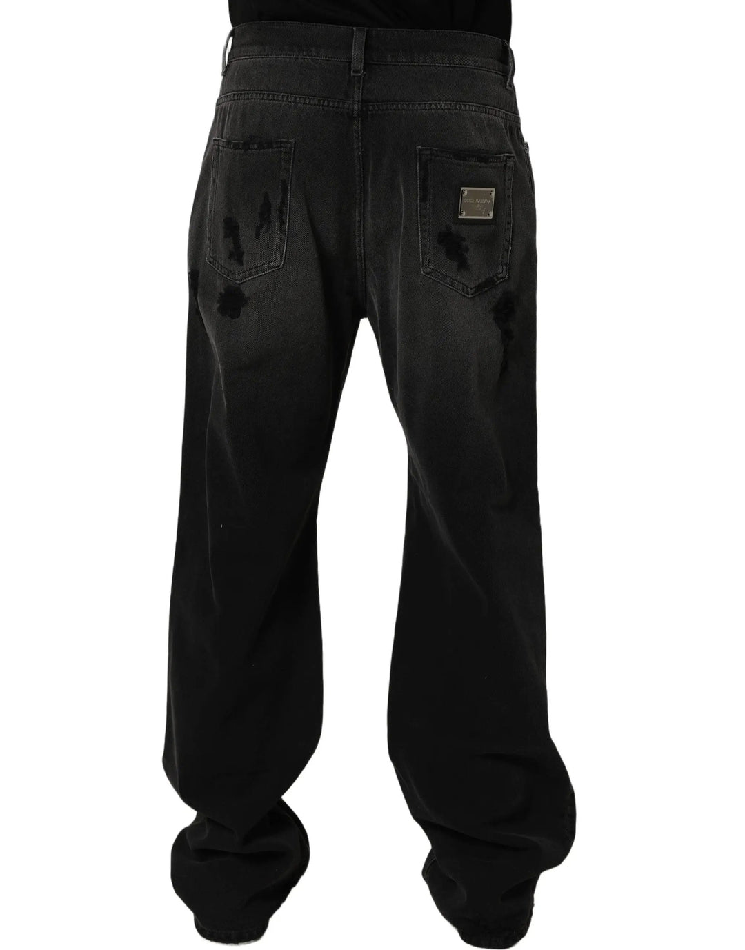 Dolce &amp; Gabbana Sample Sale | Dolce &amp; Gabbana Dark Gray Distressed Oversize Men Denim Jeans - | Designer outlet