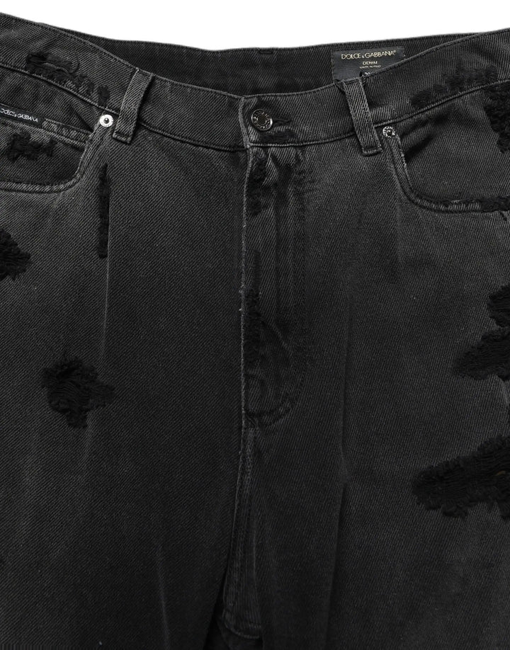 Dolce &amp; Gabbana Sample Sale | Dolce &amp; Gabbana Dark Gray Distressed Oversize Men Denim Jeans - | Designer outlet