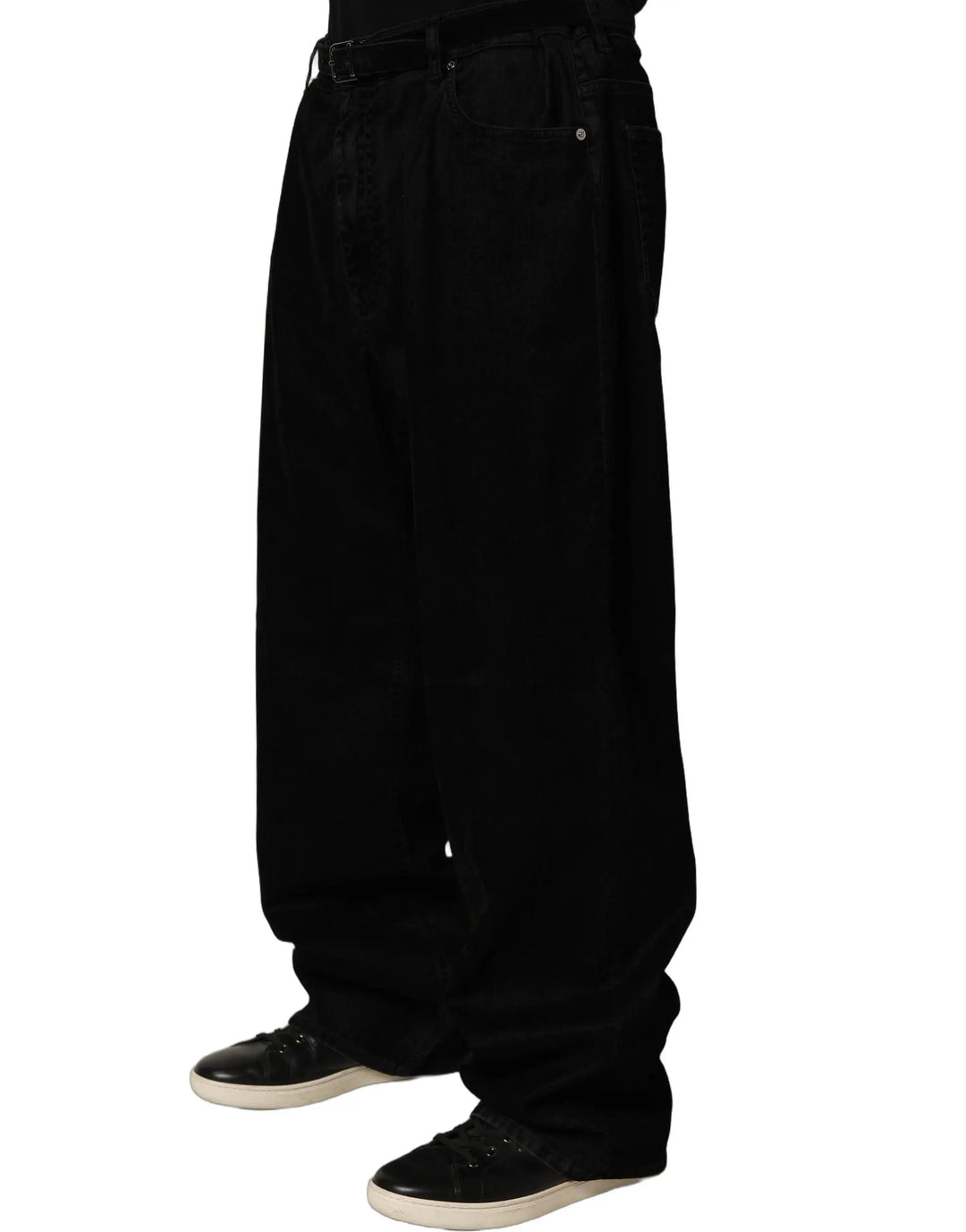 Dolce &amp; Gabbana Sample Sale | Dolce &amp; Gabbana Black Cotton Relaxed Wide Leg Men Denim Jeans - | Designer outlet