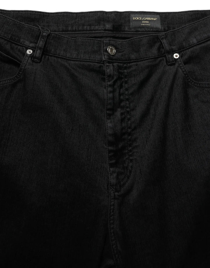 Dolce &amp; Gabbana Sample Sale | Dolce &amp; Gabbana Black Cotton Relaxed Wide Leg Men Denim Jeans - | Designer outlet