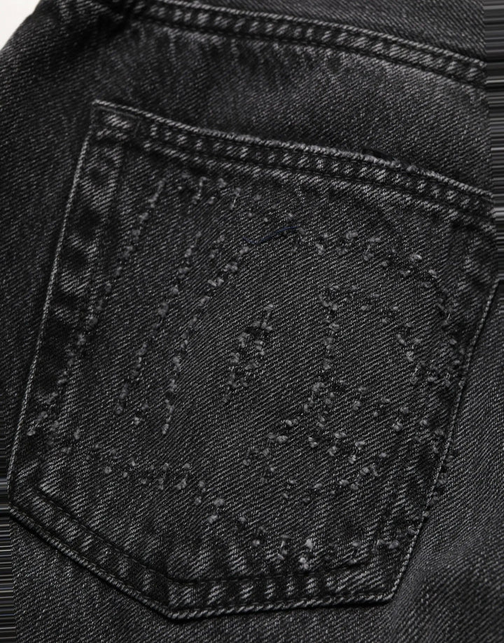 Dolce &amp; Gabbana Sample Sale | Dolce &amp; Gabbana Dark Gray Cotton WideLeg Oversize Denim Jeans - | Designer outlet
