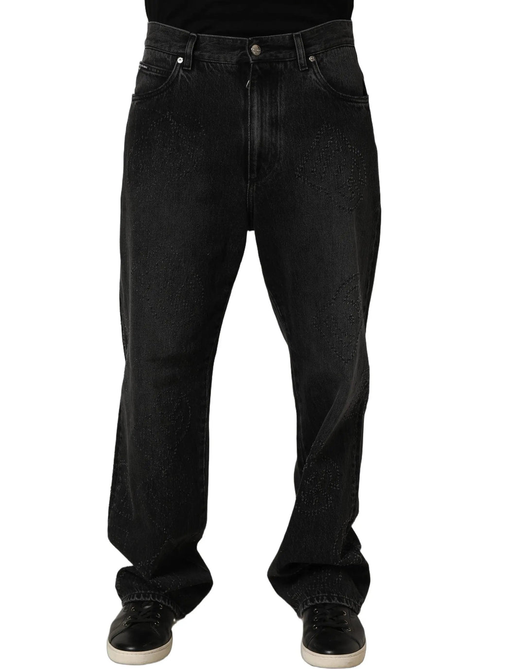 Dolce &amp; Gabbana Sample Sale | Dolce &amp; Gabbana Dark Gray Cotton WideLeg Oversize Denim Jeans - | Designer outlet