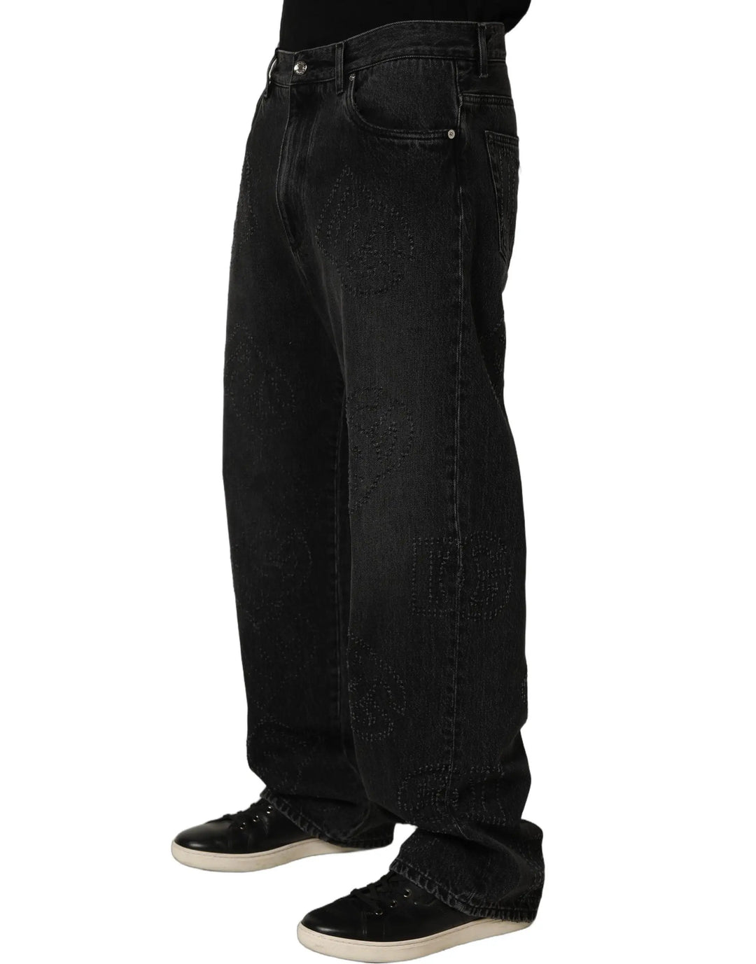 Dolce &amp; Gabbana Sample Sale | Dolce &amp; Gabbana Dark Gray Cotton WideLeg Oversize Denim Jeans - | Designer outlet