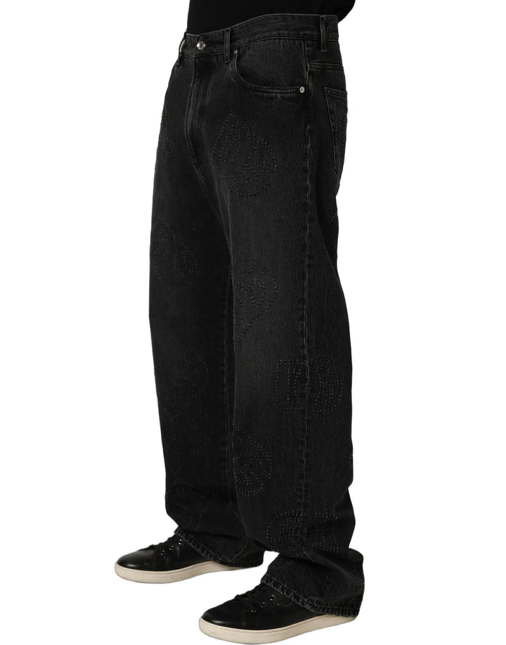 Dolce &amp; Gabbana Sample Sale | Dolce &amp; Gabbana Dark Gray Cotton WideLeg Oversize Denim Jeans - | Designer outlet