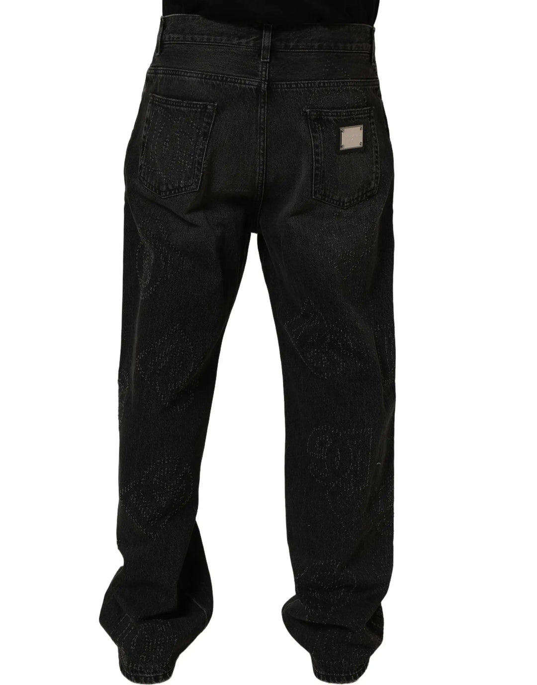 Dolce &amp; Gabbana Sample Sale | Dolce &amp; Gabbana Dark Gray Cotton WideLeg Oversize Denim Jeans - | Designer outlet