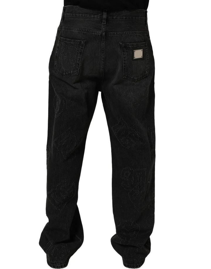 Dolce &amp; Gabbana Sample Sale | Dolce &amp; Gabbana Dark Gray Cotton WideLeg Oversize Denim Jeans - | Designer outlet
