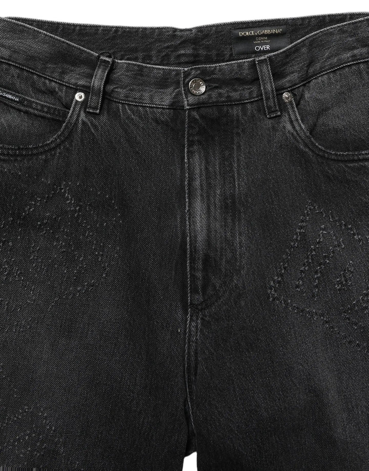 Dolce &amp; Gabbana Sample Sale | Dolce &amp; Gabbana Dark Gray Cotton WideLeg Oversize Denim Jeans - | Designer outlet