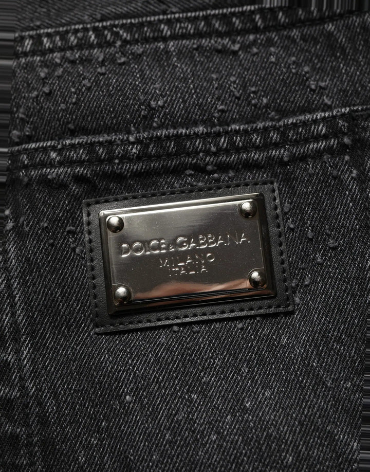 Dolce &amp; Gabbana Sample Sale | Dolce &amp; Gabbana Dark Gray Cotton WideLeg Oversize Denim Jeans - | Designer outlet