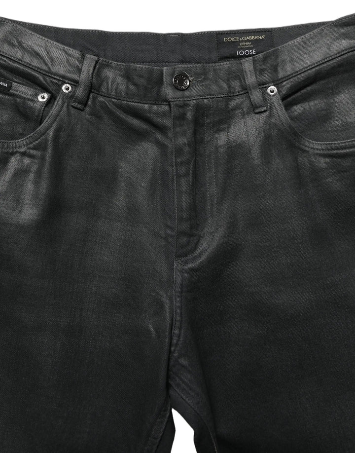 Dolce &amp; Gabbana Sample Sale | Dolce &amp; Gabbana Dark Gray Cotton Loose Fit Men Denim Jeans - | Designer outlet