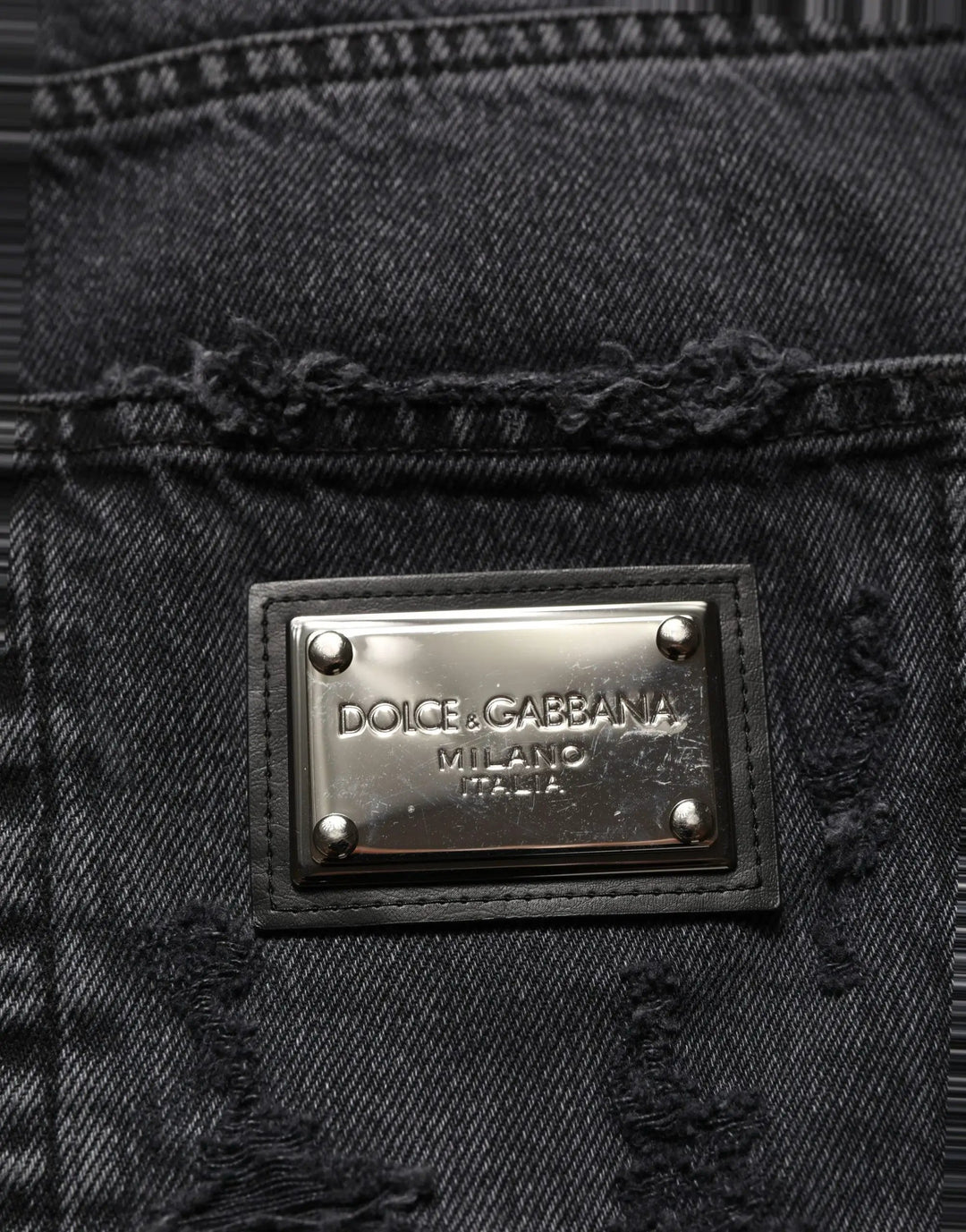 Dolce &amp; Gabbana Sample Sale | Dolce &amp; Gabbana Dark Gray Cotton Ripped Men Denim Jeans - | Designer outlet