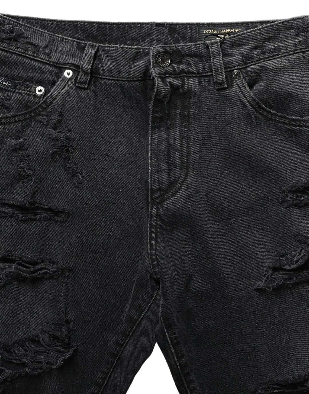 Dolce &amp; Gabbana Sample Sale | Dolce &amp; Gabbana Dark Gray Cotton Ripped Men Denim Jeans - | Designer outlet
