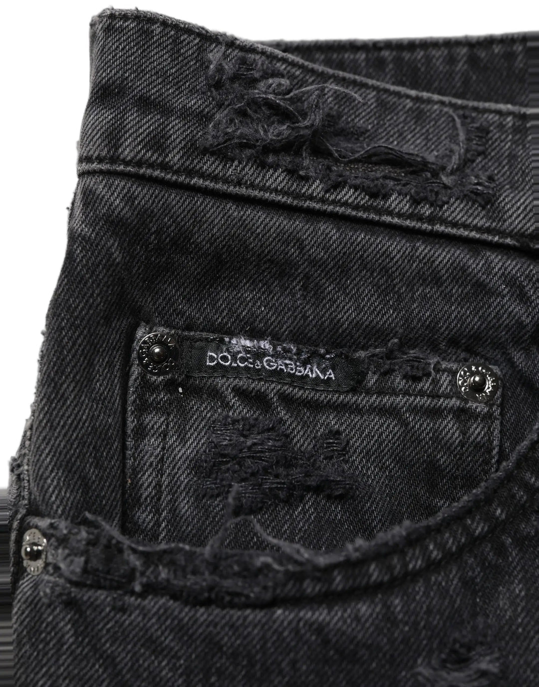 Dolce &amp; Gabbana Sample Sale | Dolce &amp; Gabbana Dark Gray Cotton Ripped Men Denim Jeans - | Designer outlet