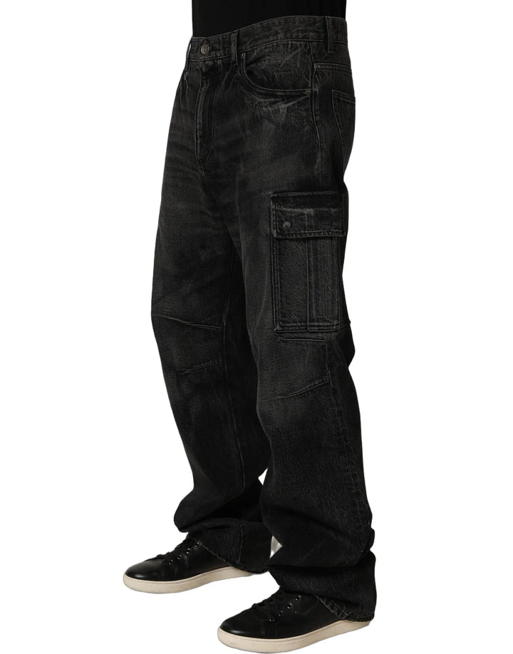 Dolce &amp; Gabbana Sample Sale | Dolce &amp; Gabbana Dark Gray Cotton Baggy Cargo Men Denim Jeans - | Designer outlet