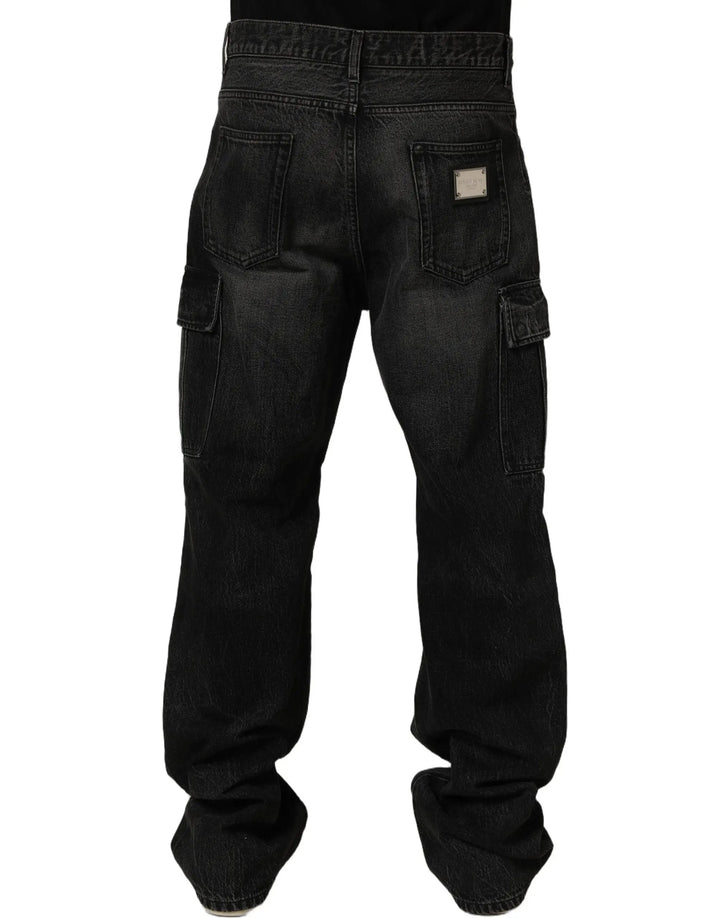 Dolce &amp; Gabbana Sample Sale | Dolce &amp; Gabbana Dark Gray Cotton Baggy Cargo Men Denim Jeans - | Designer outlet