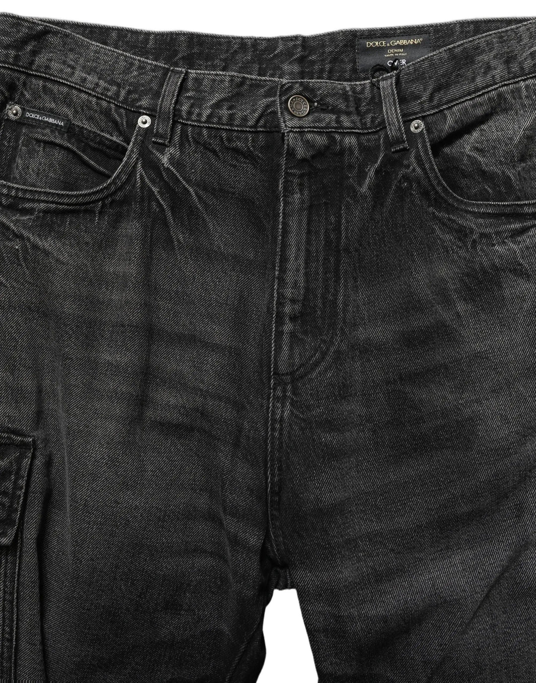 Dolce &amp; Gabbana Sample Sale | Dolce &amp; Gabbana Dark Gray Cotton Baggy Cargo Men Denim Jeans - | Designer outlet