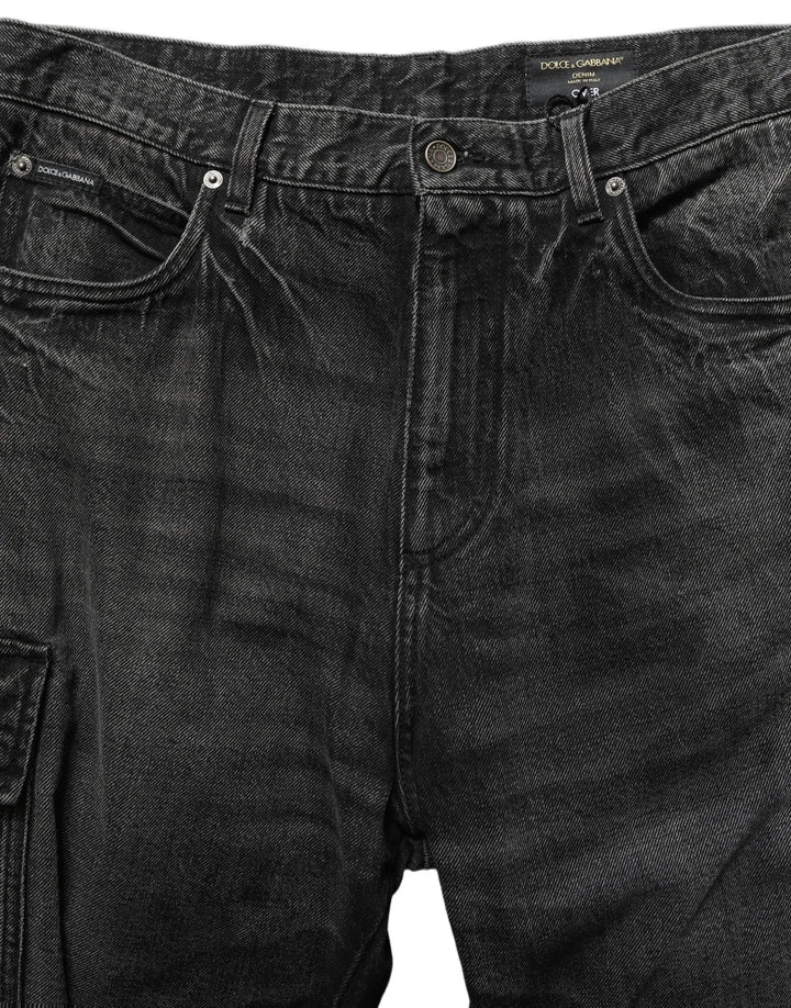 Dolce &amp; Gabbana Sample Sale | Dolce &amp; Gabbana Dark Gray Cotton Baggy Cargo Men Denim Jeans - | Designer outlet