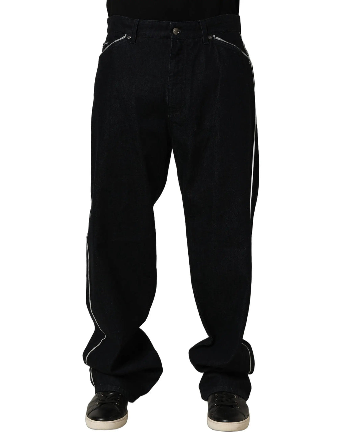 Dolce &amp; Gabbana Sample Sale | Dolce &amp; Gabbana Black Cotton Stretch Straight Men Denim Jeans - | Designer outlet