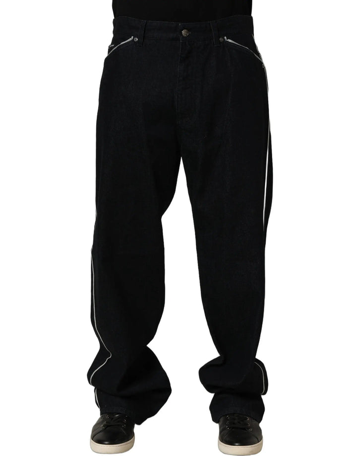 Dolce &amp; Gabbana Sample Sale | Dolce &amp; Gabbana Black Cotton Stretch Straight Men Denim Jeans - | Designer outlet