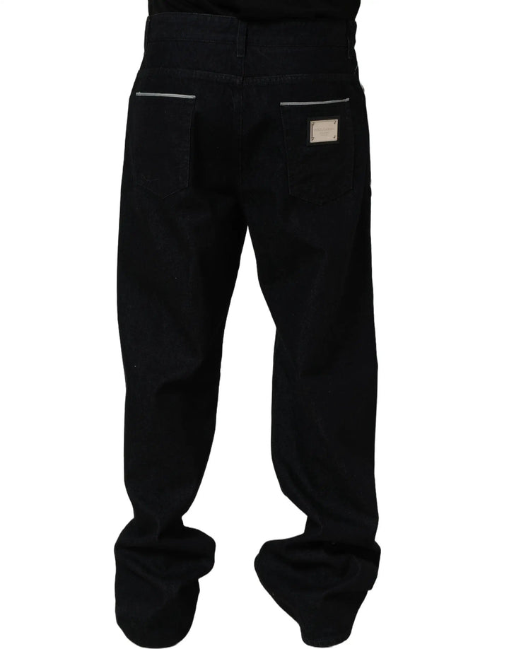 Dolce &amp; Gabbana Sample Sale | Dolce &amp; Gabbana Black Cotton Stretch Straight Men Denim Jeans - | Designer outlet