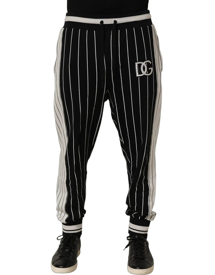 Dolce &amp; Gabbana Sample Sale | Dolce &amp; Gabbana Black Striped DG Patch Men Sweatpants Pants - | Designer outlet