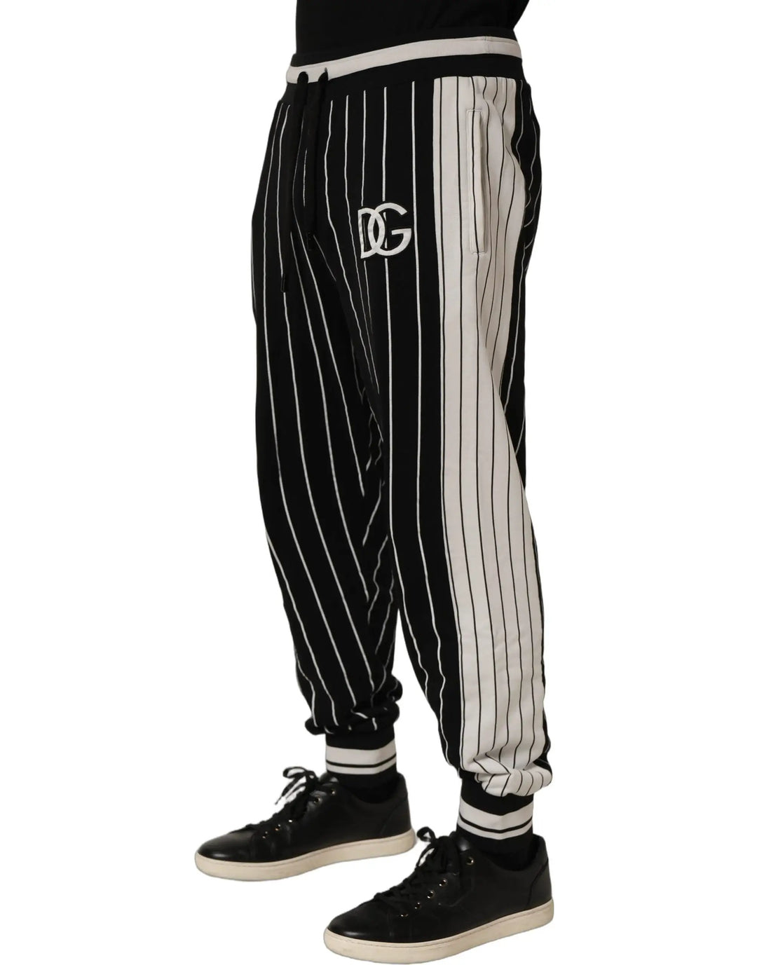 Dolce &amp; Gabbana Sample Sale | Dolce &amp; Gabbana Black Striped DG Patch Men Sweatpants Pants - | Designer outlet
