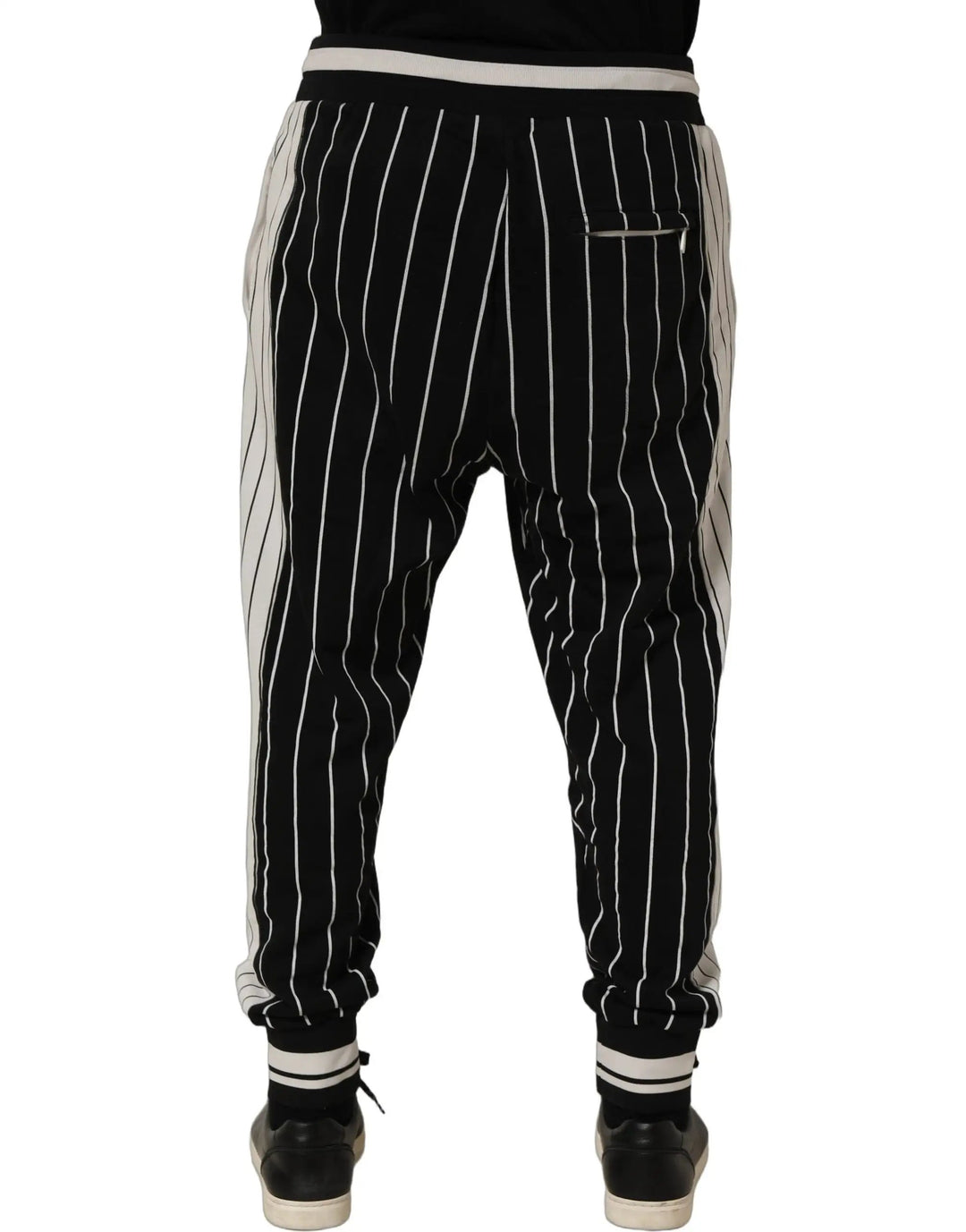 Dolce &amp; Gabbana Sample Sale | Dolce &amp; Gabbana Black Striped DG Patch Men Sweatpants Pants - | Designer outlet