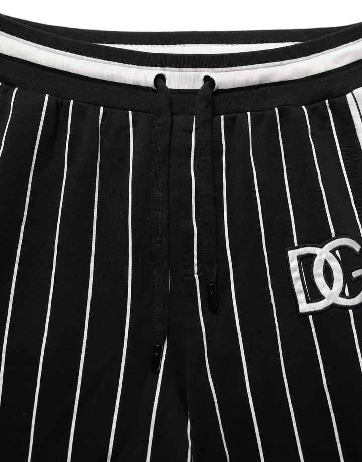 Dolce &amp; Gabbana Sample Sale | Dolce &amp; Gabbana Black Striped DG Patch Men Sweatpants Pants - | Designer outlet
