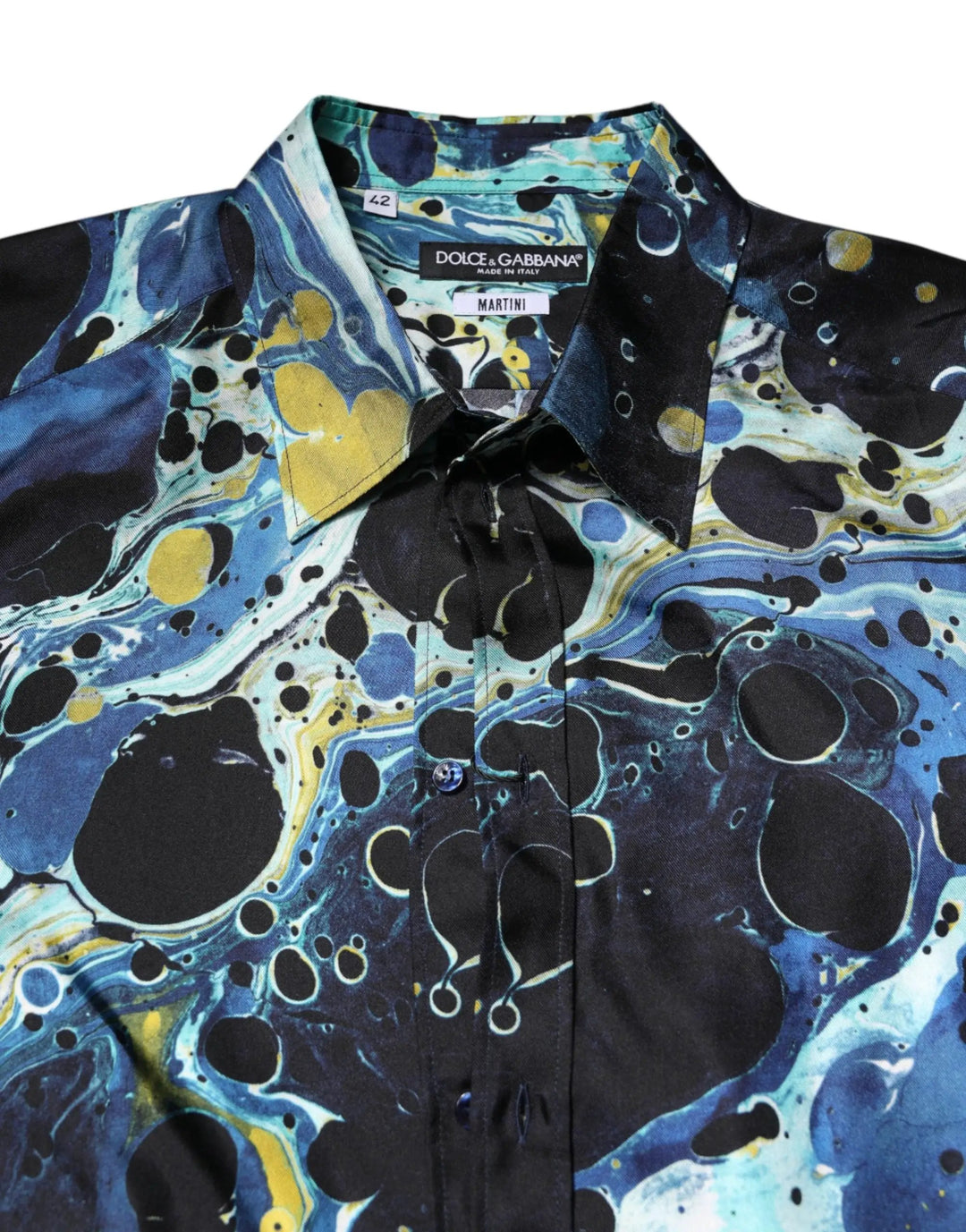 Dolce &amp; Gabbana Sample Sale | Dolce &amp; Gabbana Blue Marble Print MARTINI Dress Formal Shirt - | Designer outlet