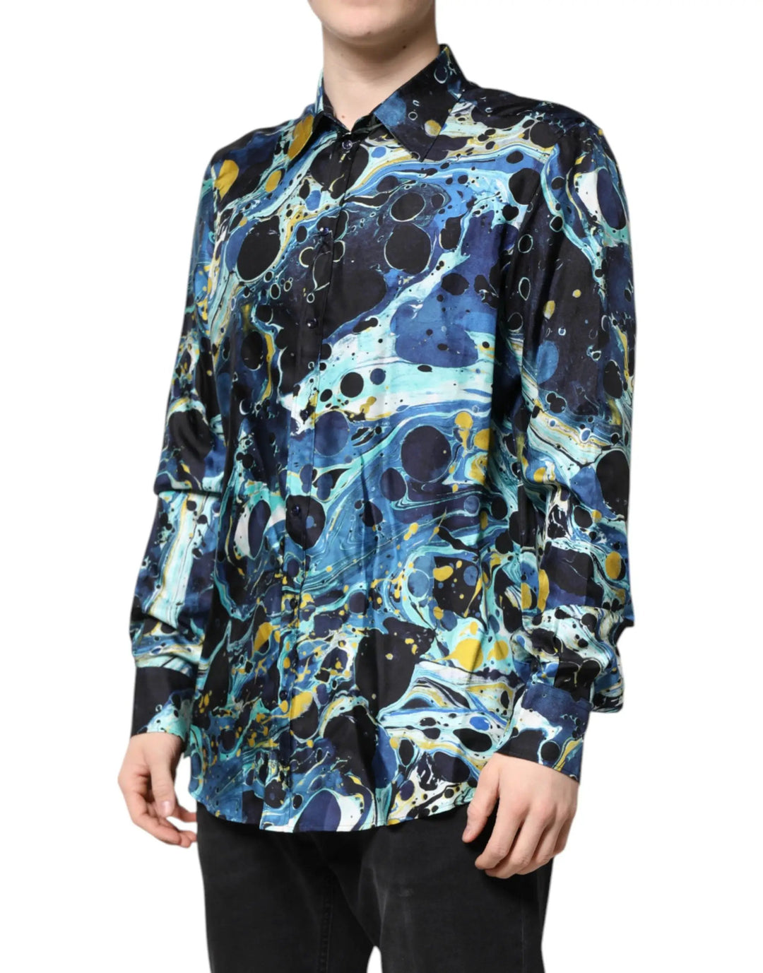 Dolce &amp; Gabbana Sample Sale | Dolce &amp; Gabbana Blue Marble Print MARTINI Dress Formal Shirt - | Designer outlet
