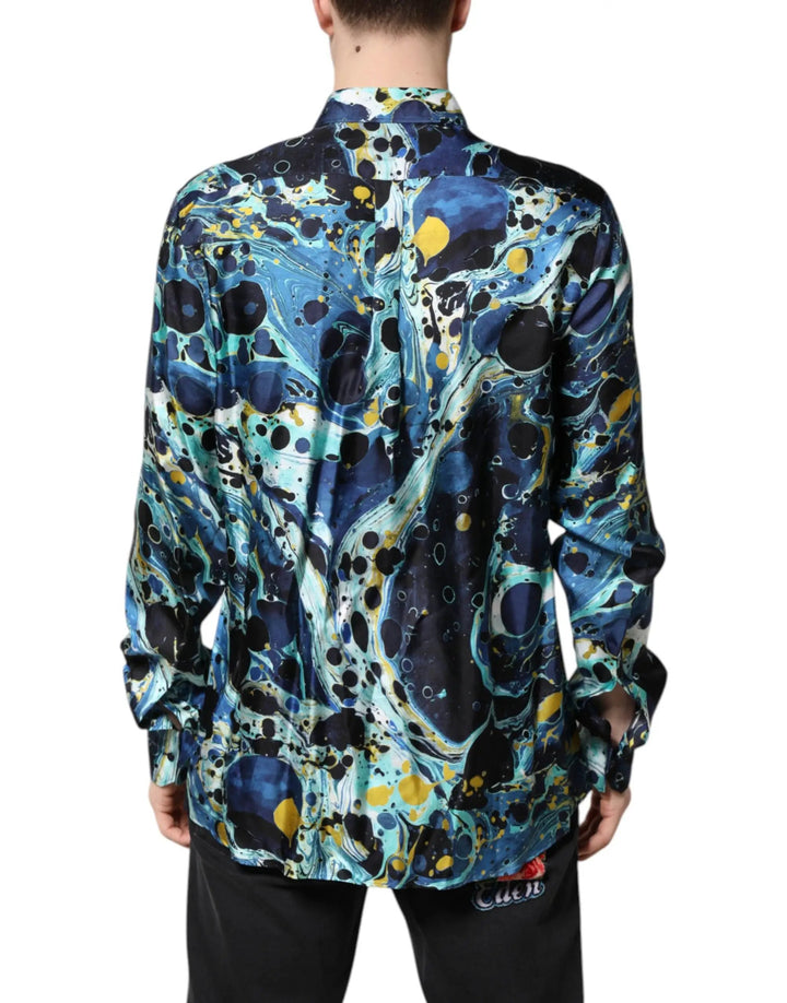 Dolce &amp; Gabbana Sample Sale | Dolce &amp; Gabbana Blue Marble Print MARTINI Dress Formal Shirt - | Designer outlet
