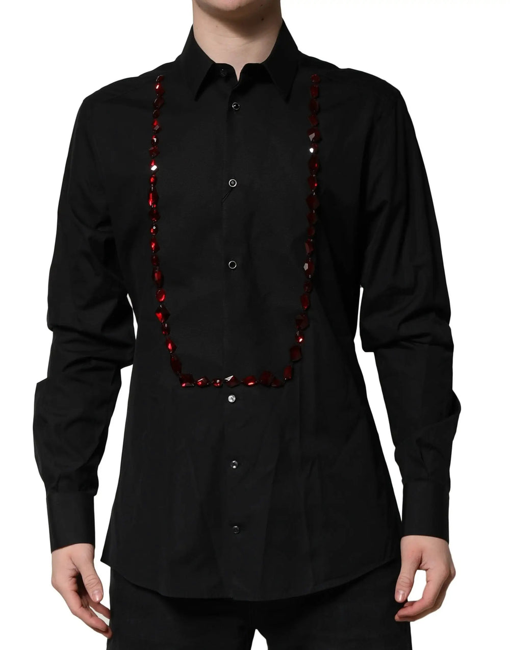 Dolce & Gabbana Sample Sale | Dolce & Gabbana Black Crystal Embellished GOLD Dress Shirt - | Designer outlet