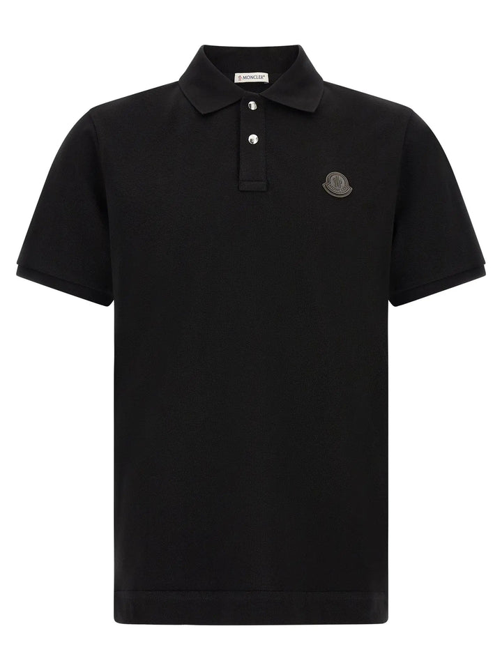 Moncler Sample Sale | Moncler Black Leather Polo Shirt - | Designer outlet