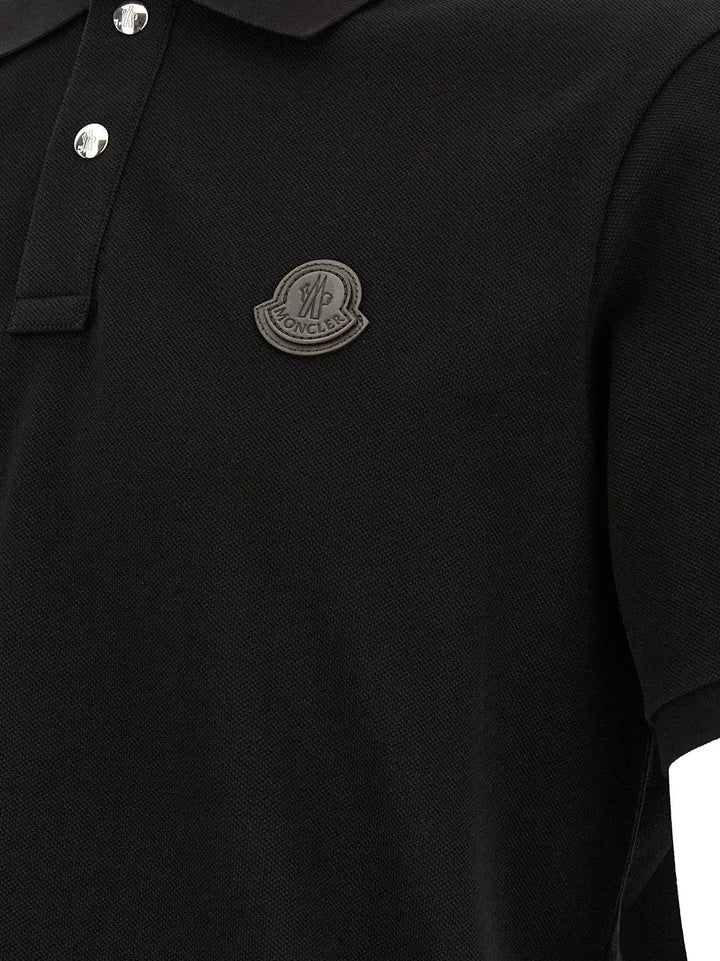 Moncler Sample Sale | Moncler Black Leather Polo Shirt - | Designer outlet