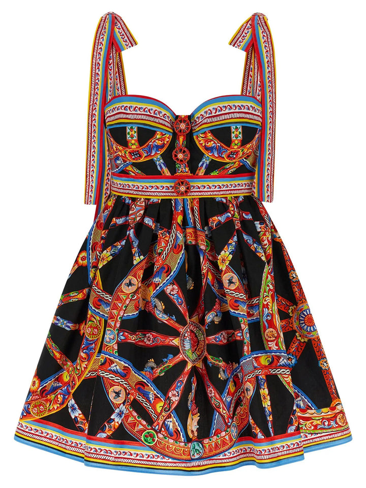 Dolce &amp; Gabbana Sample Sale | Dolce &amp; Gabbana Multicolor Cotton Short Dress - | Designer outlet