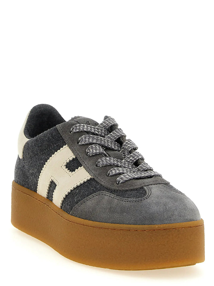 Hogan Sample Sale | Hogan Gray Wool Platform Sneakers - | Designer outlet