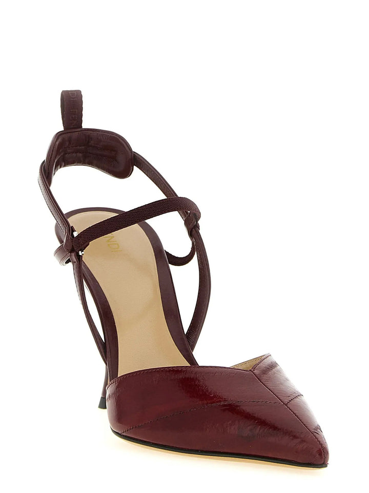 Fendi Sample Sale | Fendi Bordeaux Lamb Leather Platform Pumps - | Designer outlet