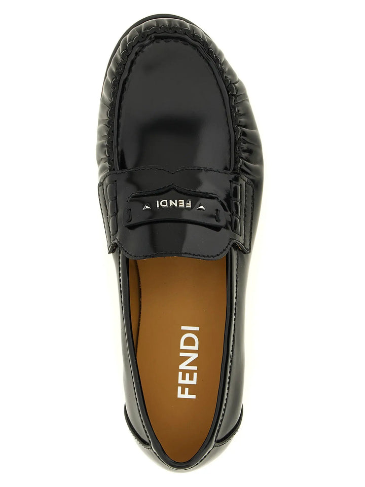 Fendi Sample Sale | Fendi Black Calfskin Slip-On Loafers - | Designer outlet