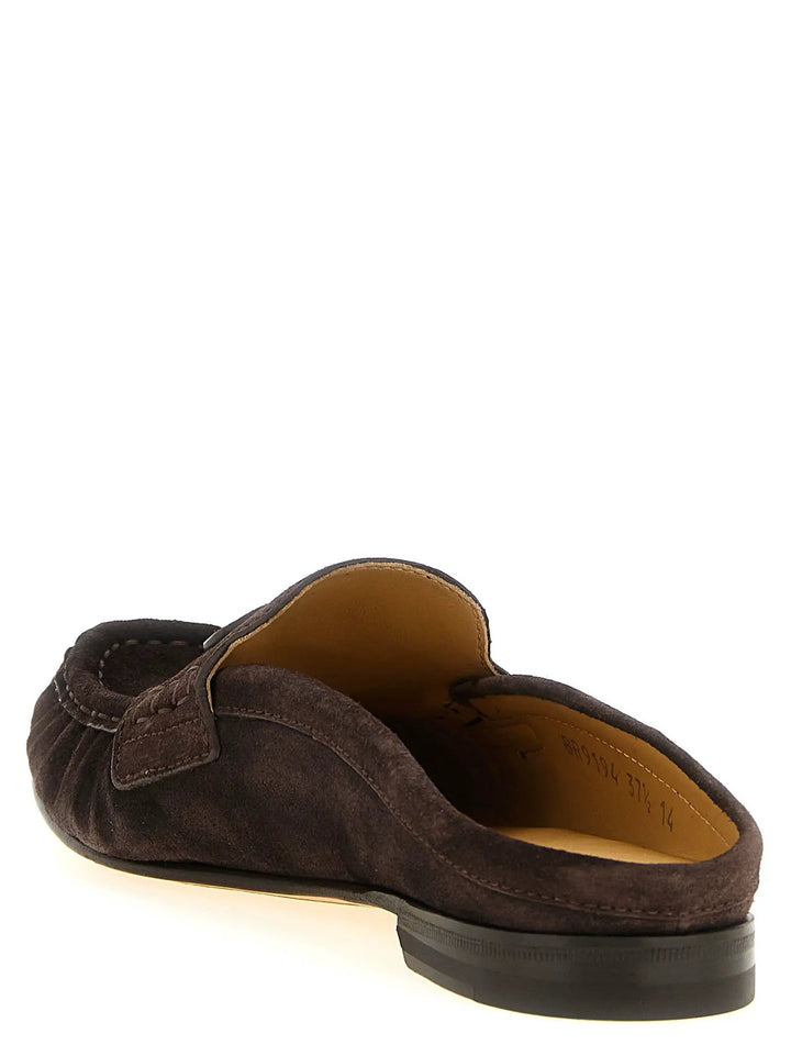 Fendi Sample Sale | Fendi Brown Calfskin Slip-On Loafers - | Designer outlet