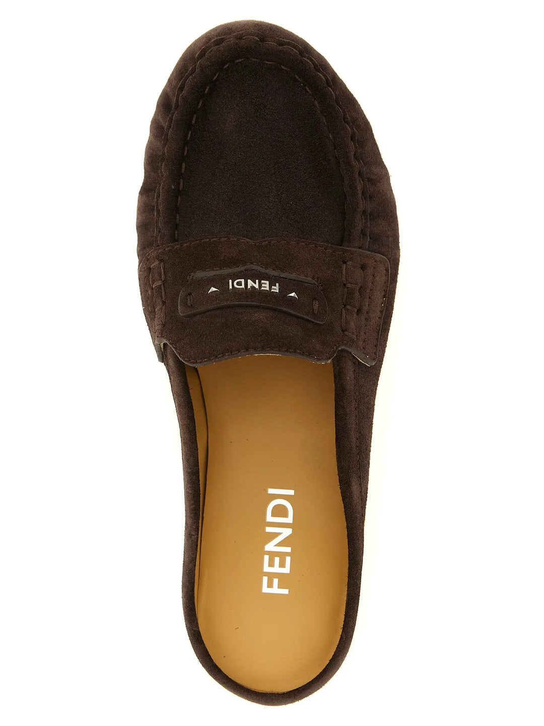 Fendi Sample Sale | Fendi Brown Calfskin Slip-On Loafers - | Designer outlet