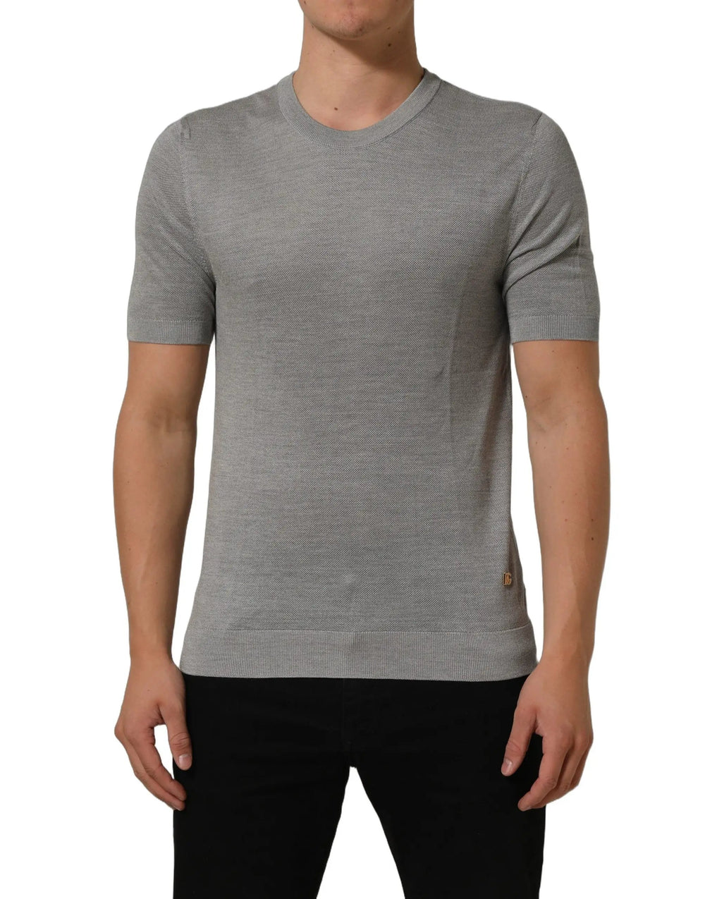 Dolce & Gabbana Sample Sale | Dolce & Gabbana Gray Silk Crew Neck Short Sleeves T-shirt - | Designer outlet